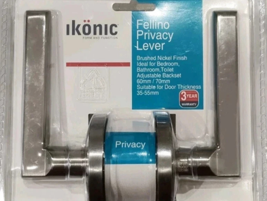 Ikonic Privacy Lever Door Knob Set – Fellino, Brushed Nickel