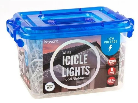 White LED Icicle Lights 1200 – Lytworx Xmas String Lights