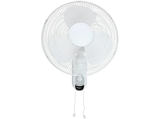Heller 40cm Wall Fan – White, Oscillating, 3 Speed, Pull Cord