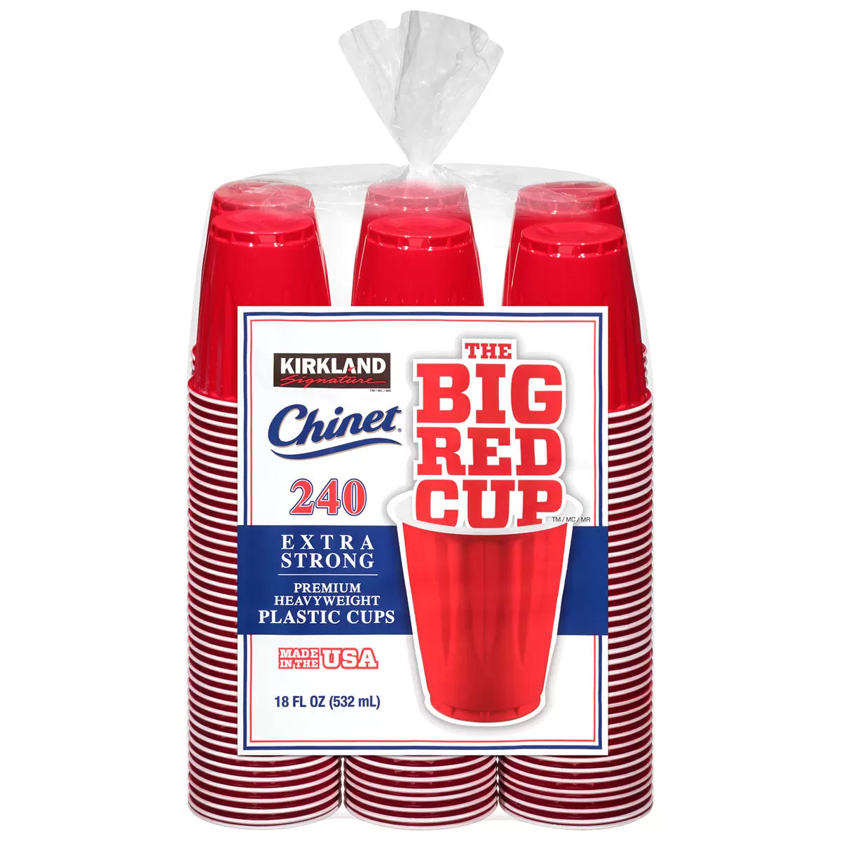 Kirkland Signature Chinet Big Red Cups 240 x 532ml Extra Strong Party Cups
