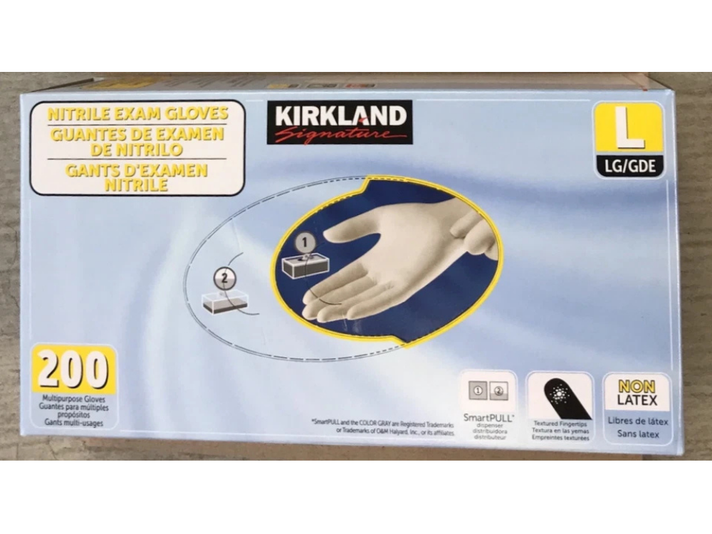 Kirkland Nitrile Exam Gloves - 200 Pack (Large, Disposable)