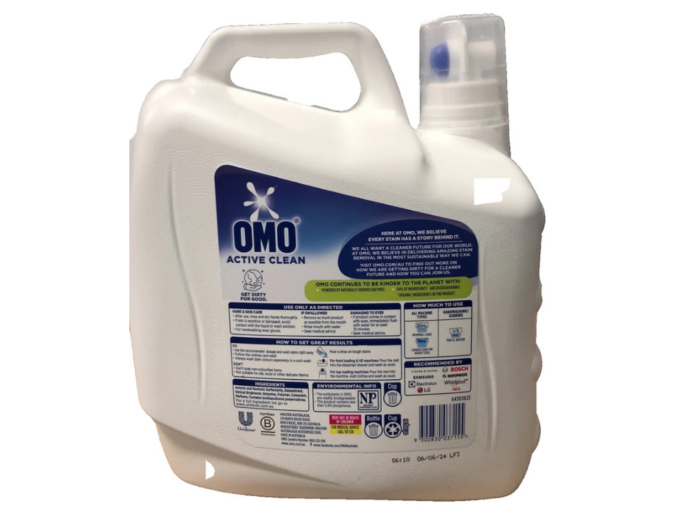 OMO Active Clean Laundry Liquid 6L – Front & Top Loader