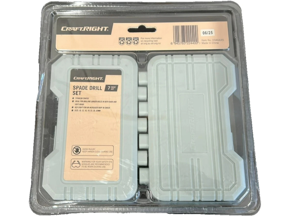 Woodworking Spade Drill Set by Craftright – 7 Bits