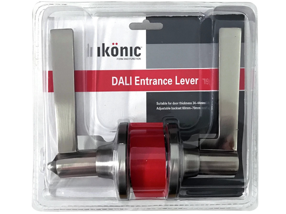 Ikonic Dali Entrance Lever Set – Satin Stainless Steel Door Handle & Lock