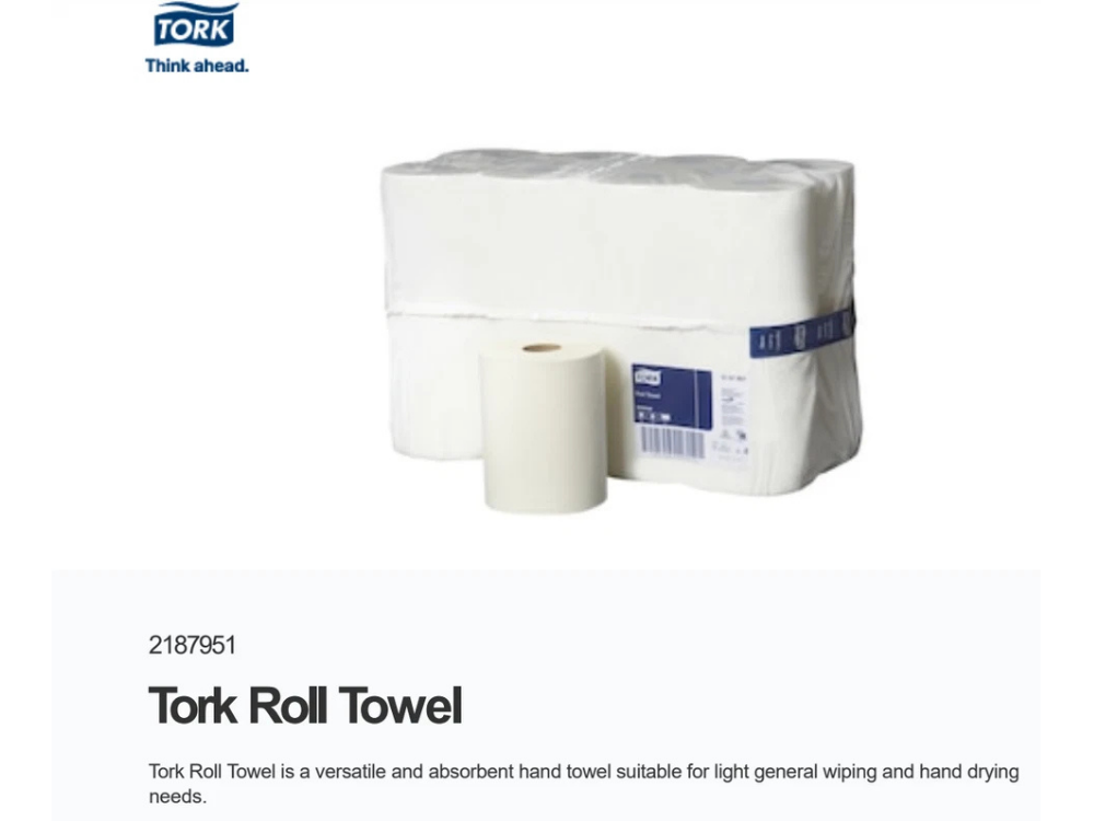 Tork Paper Hand Towels 90m – 16 Rolls Bulk Industrial Kitchen (White)