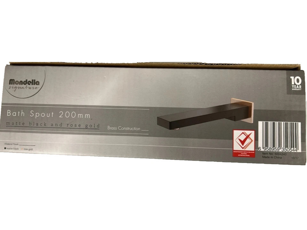 Mondella Signature 200mm Bath Spout – Black & Rose Gold