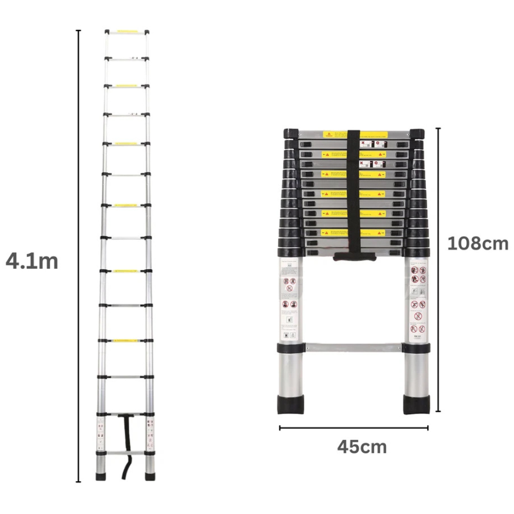 Katashi Telescopic Ladder 4.1m Step Aluminium Extension Portable