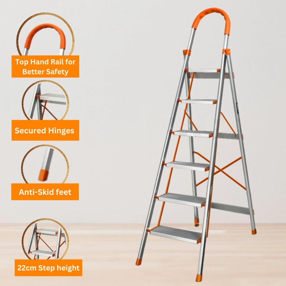 Katashi 6 Step Ladder Aluminium Multi Purpose Folding Light Weight Platform