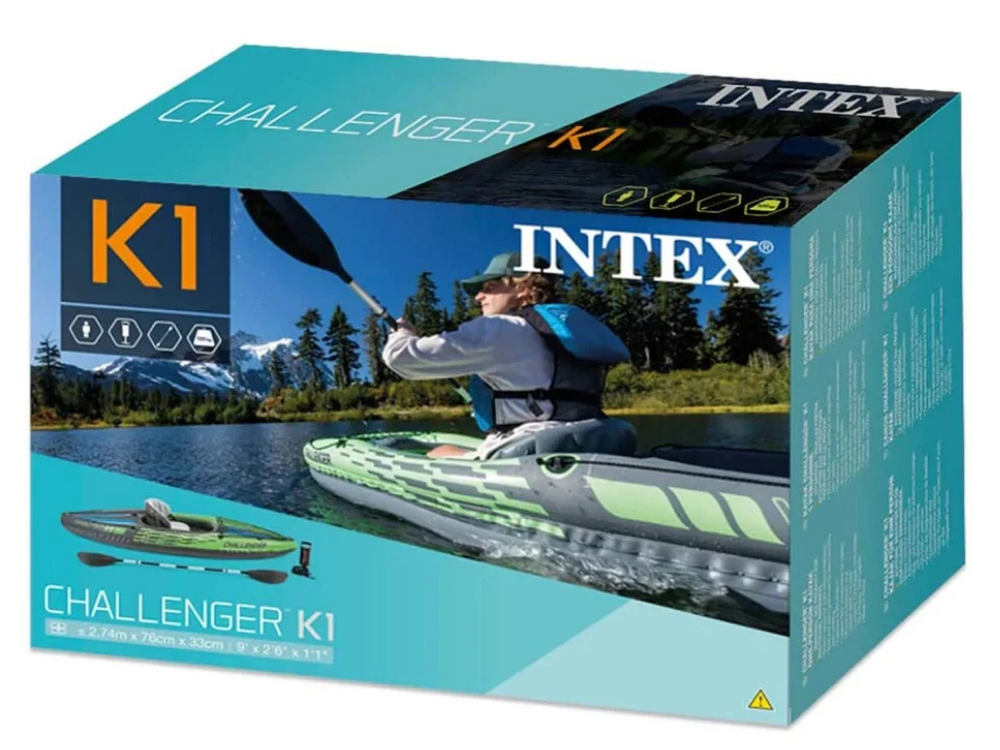 Intex Challenger K1 Inflatable Kayak – 1 Person with Paddle & Pump