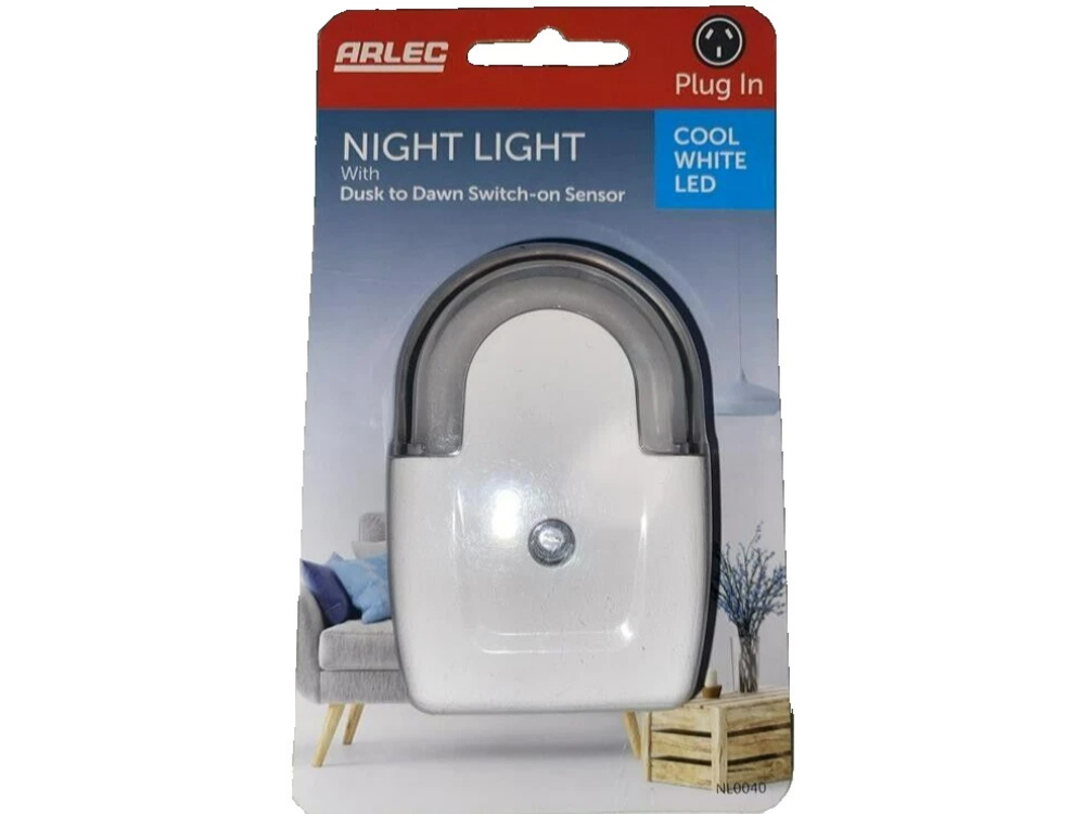 Arlec 240V Auto Sensor LED Night Light – Dusk to Dawn, White