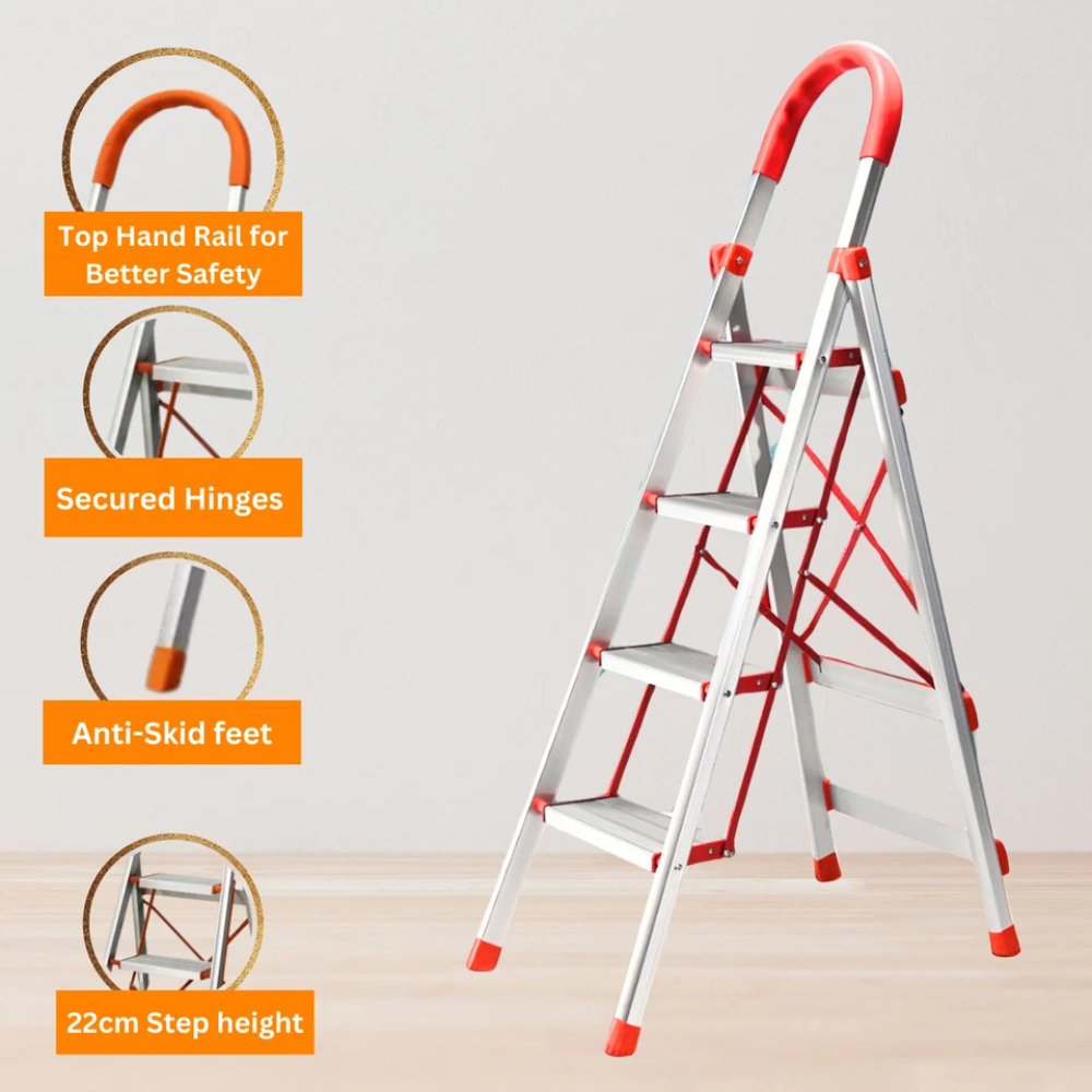 Katashi 4 Step Ladder Aluminium Multi Purpose Folding Light Weight Platform
