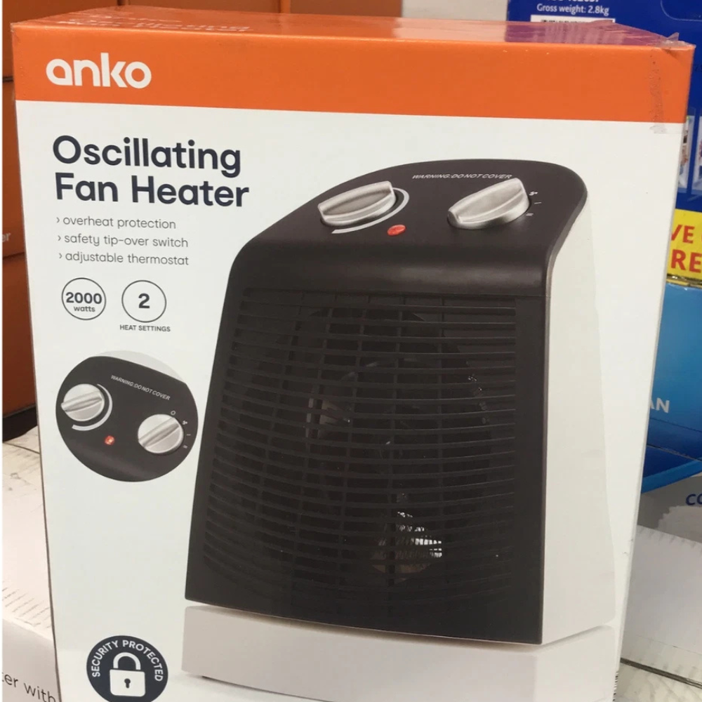 Electric Fan Heater 2000W Portable with Oscillation & Overheat Protection