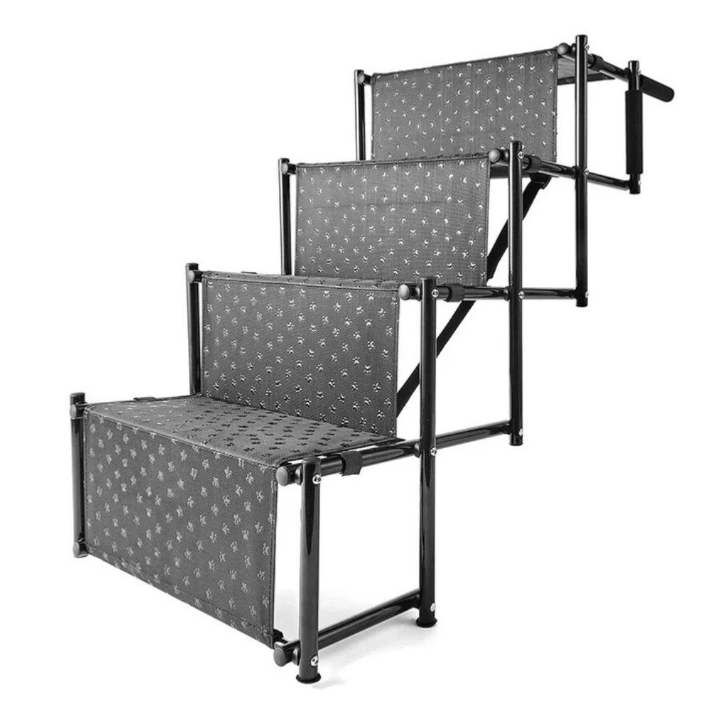 4 Steps Dog pet Ramp Car Ladder Adjustable Portable Height Folding Stairs