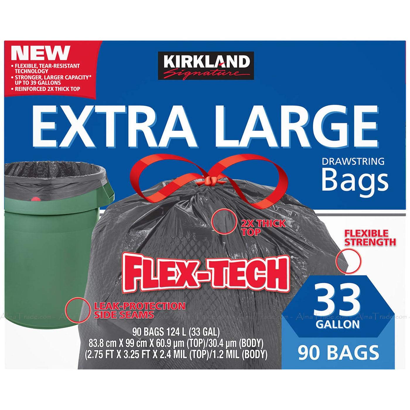 Kirkland Signature Flex-Tech 33-Gallon Trash Bag - 90 Count