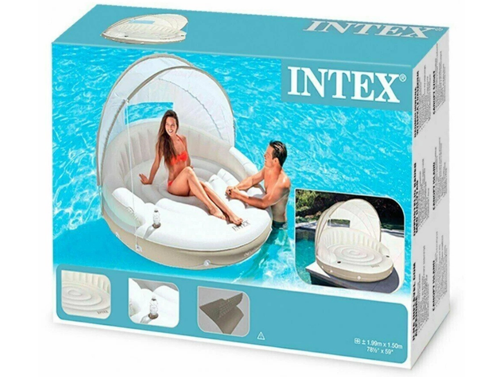 Intex Inflatable Pool Island Lounge with Canopy 199x150cm