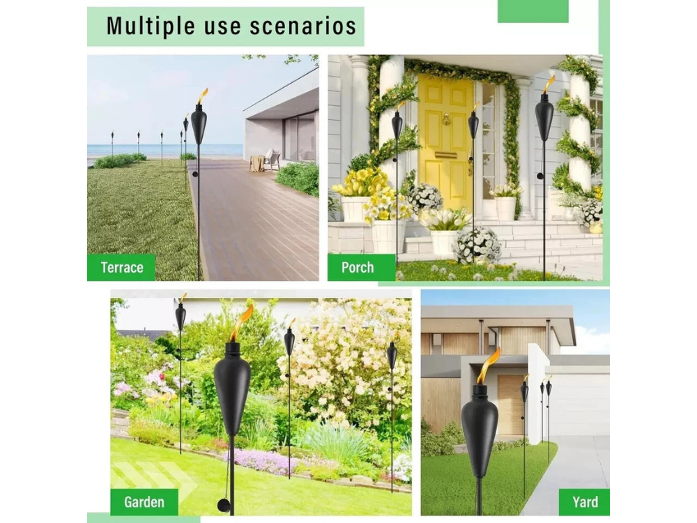 2-Pack Black 180cm Garden Torch Citronella Oil Lanterns with Snuffer