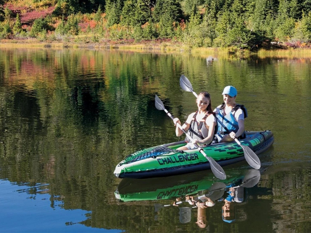 Intex Challenger K2 Inflatable 2-Seat Kayak – Sports Boat with Oars for River & Lake