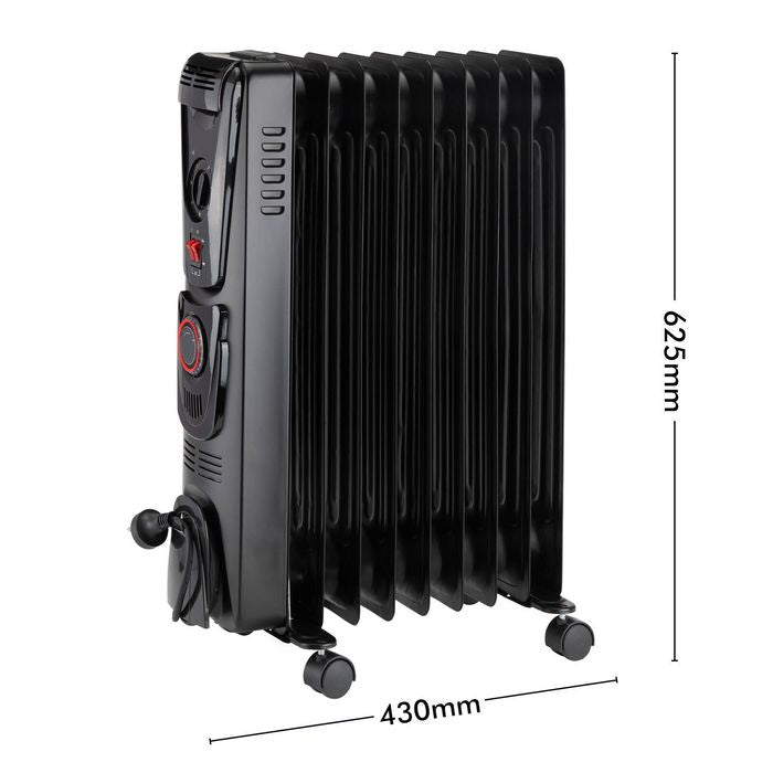 Arlec 2000W Black 9 Fin Oil Heater with 24 Hr Timer