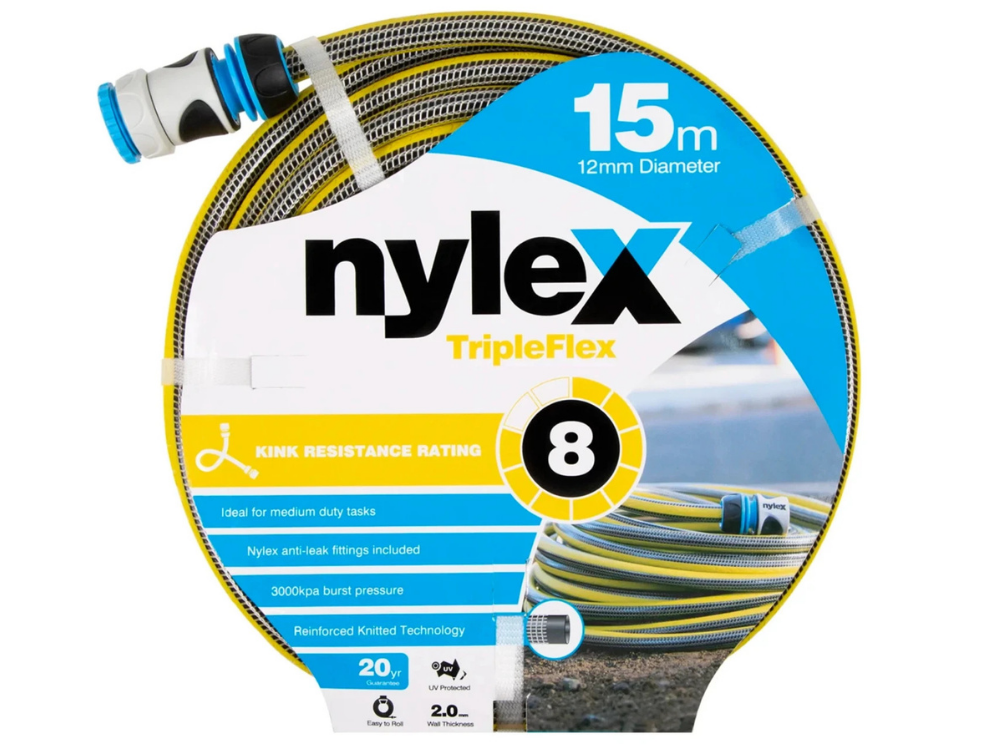 Nylex Tripleflex Garden Hose – 12mm x 15m Backyard Watering Pipe