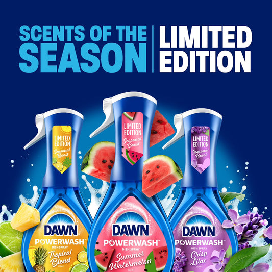 Dawn Powerwash Dish Spray Bottle Set, Spring Variety Pack, 1 Spray Bottle + 2 Refills, 48 fl. oz.