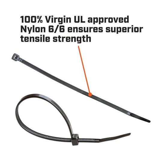Crescent 200 x 4.6mm Black Cable Ties - 100 Pack