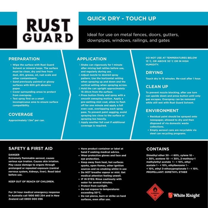 White Knight Rust Guard 300g Basalt Touch Up Spray Paint Satin Finsih