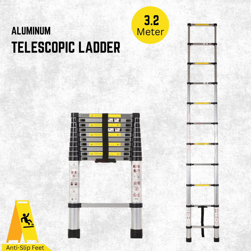 Katashi Telescopic Ladder 3.2M Step Aluminium Extension Portable