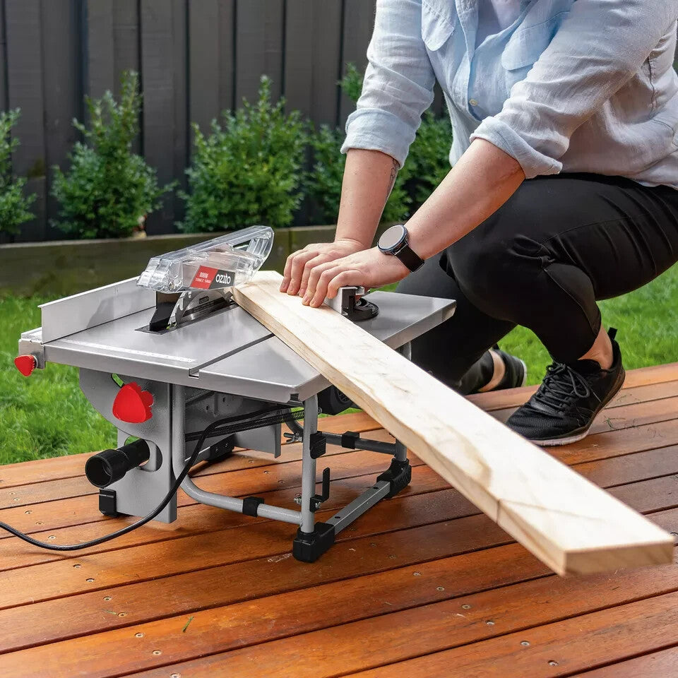 Ozito Table Saw 200mm Corded Electric Wood Cutter Motor Bevel Adjustment 800W