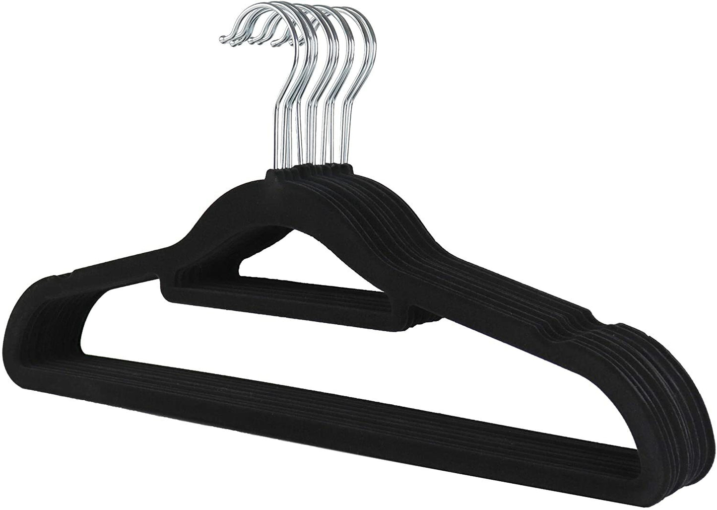 30x Flocked Velvet Cloth Hangers Coat Nonslip Coat Hanger Slim Non Slip Black
