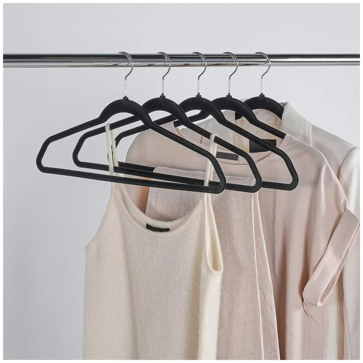 50 Coat Hangers Black Velvet Bulk Cloth Hanger Non Slip Ultra Thin