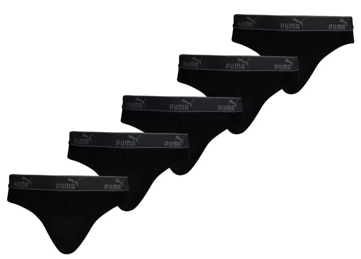 Puma Men's Brief Black Cotton Stretch Comfort Fit Underwear XL 5 Pack