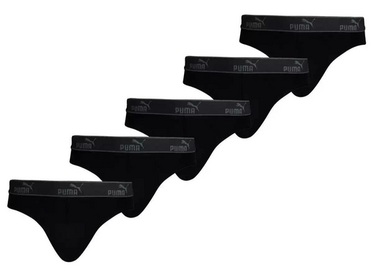 Puma Men's Brief Black Cotton Stretch Comfort Fit Underwear XL 5 Pack