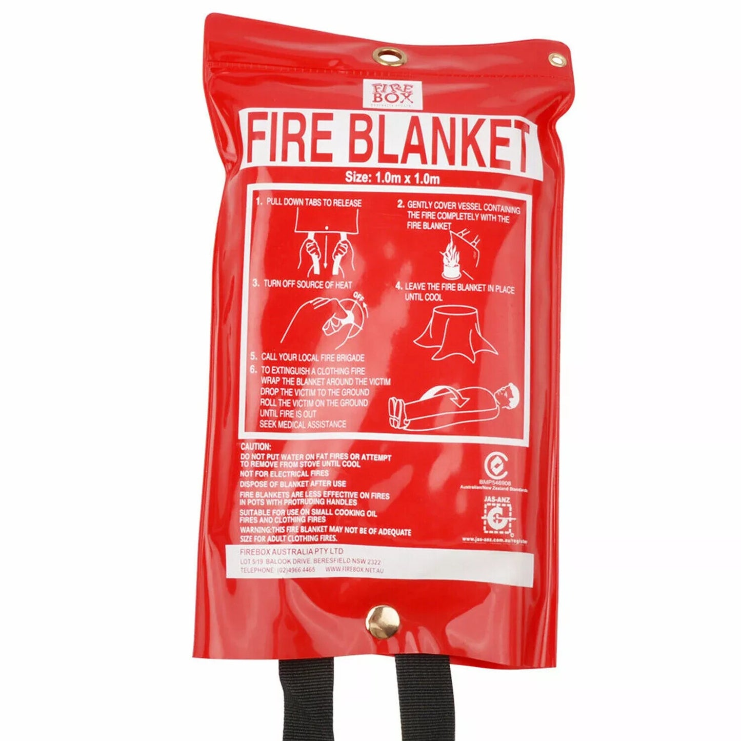 Fire Blanket 1mx1m For Home Kitchen Office Caravan Emergency Flame Extinguisher