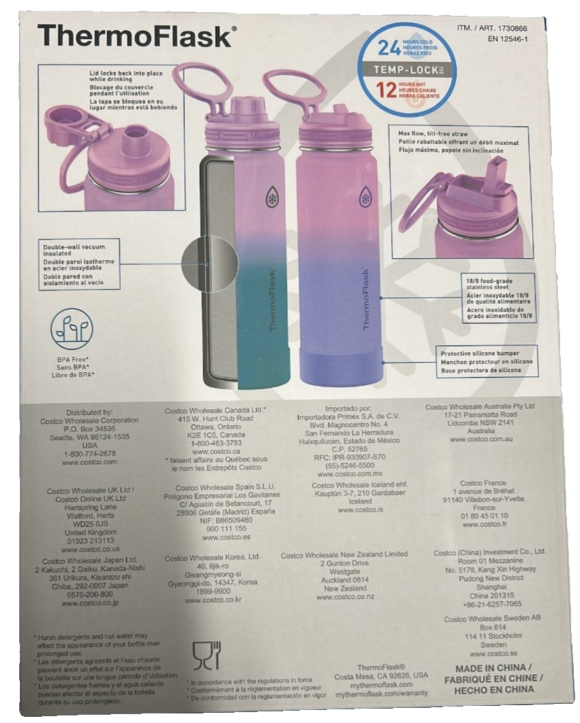 2x ThermoFlask Ombre Double Wall Vacuum Insulated Stainless Steel Bottle 710ml
