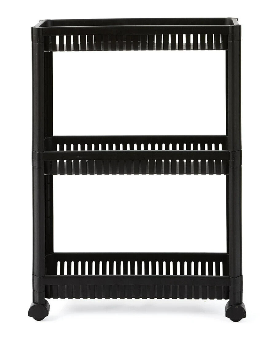 3 Tier Trolley on Wheels Kitchen Storage Cart Slim Bathroom Laundry Storage Rack
