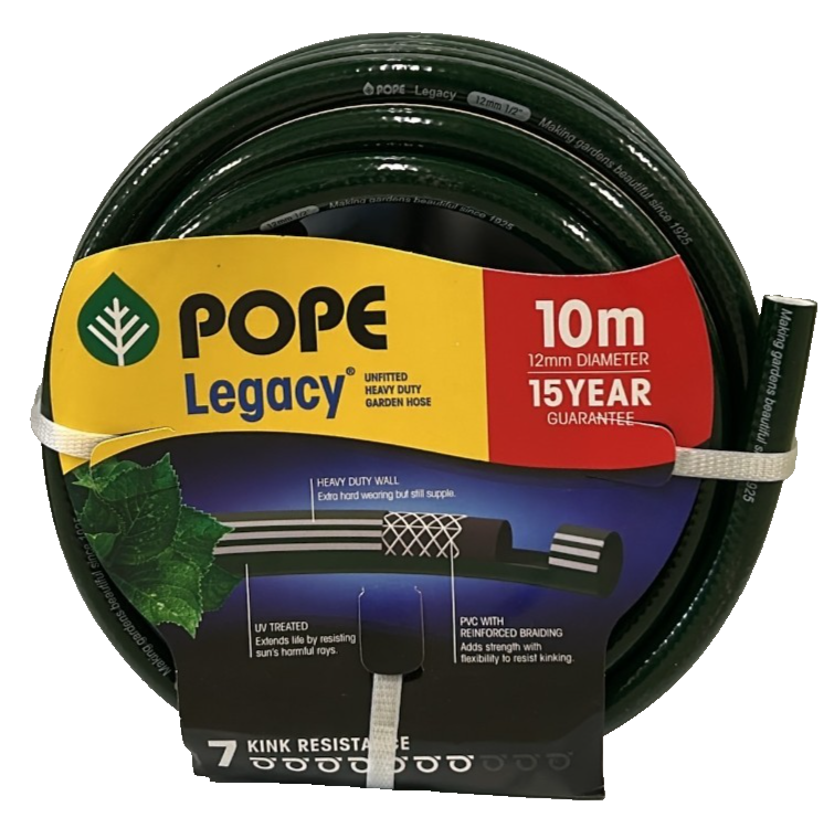 Pope Legacy 12mm x 10m Legacy Garden Hose Watering Lawn Car Wash Water Hosepipe