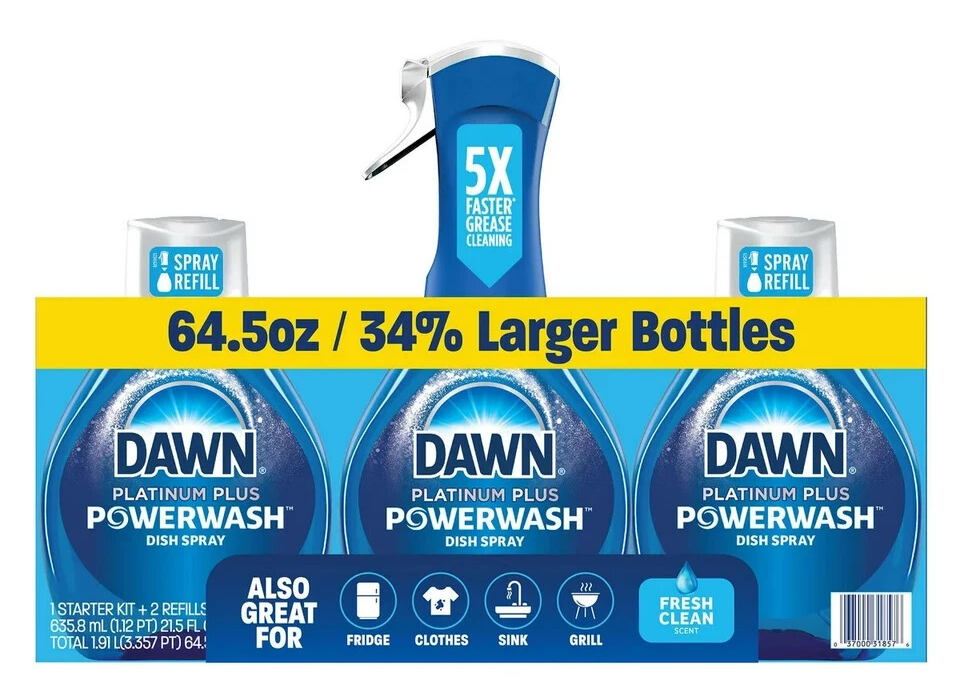 Dawn Dishwashing Platinum Powerwash Dish Spray Soap Cleaner Starter Pack Refill