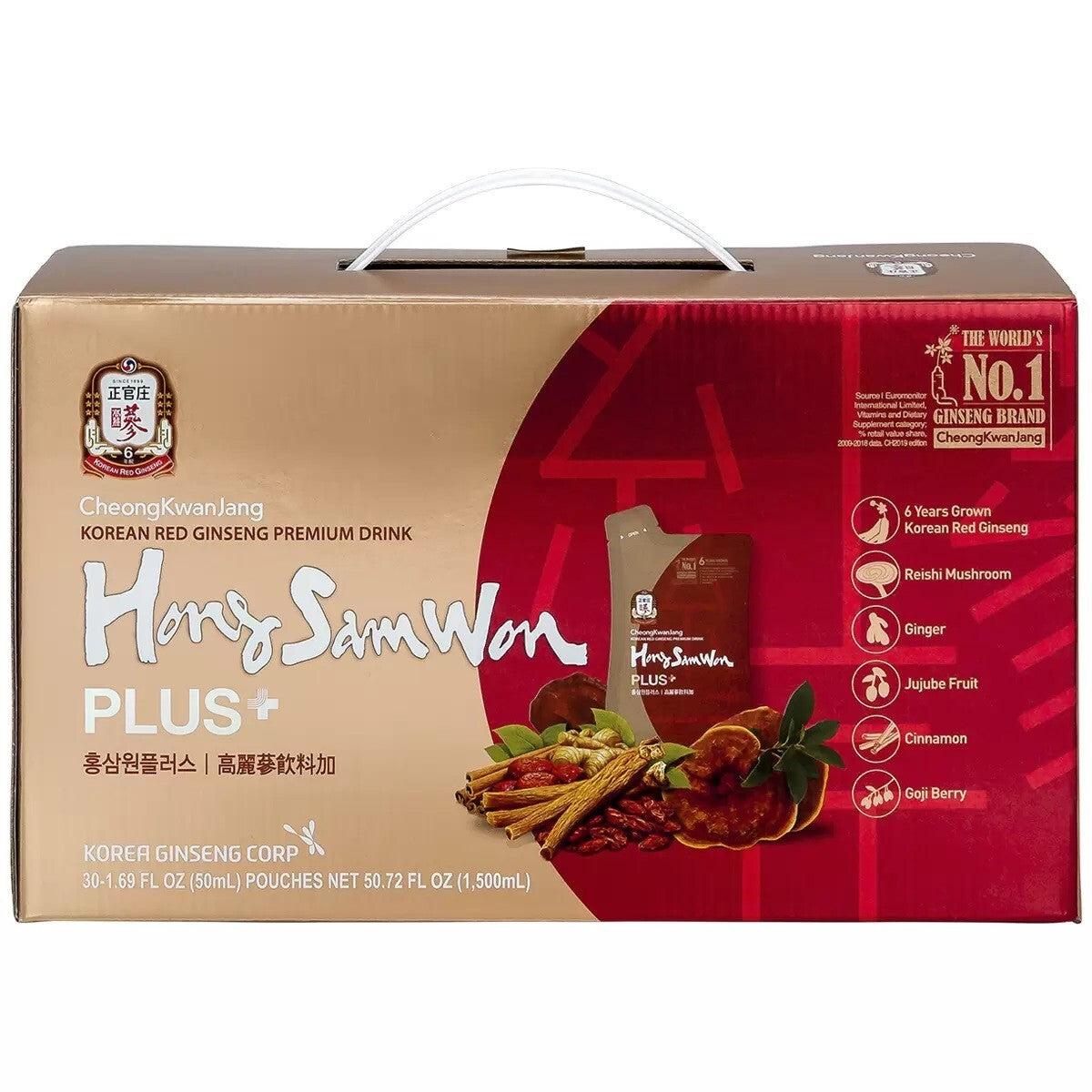 Hong Sam Won Plus Korean Ginseng Tea Red  Herbal Health Energy Drinks 30 Pouches