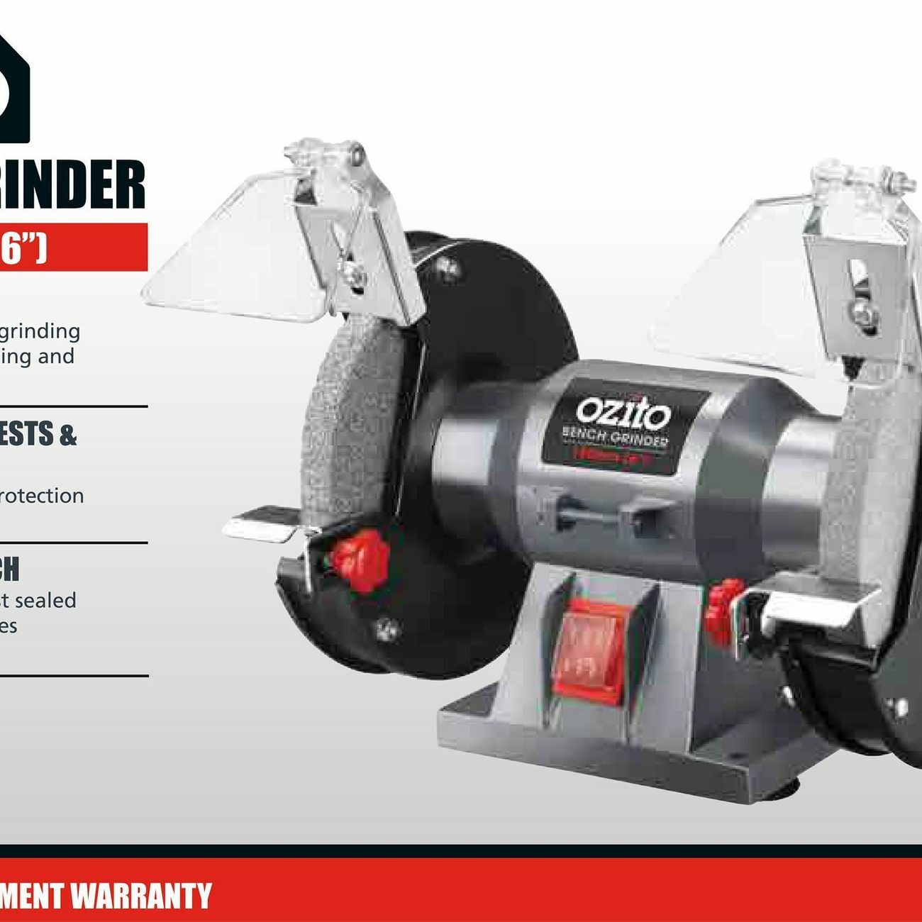 Ozito Bench Grinder Electric Portable Workshop 150W 150mm Sharpening Power Tool