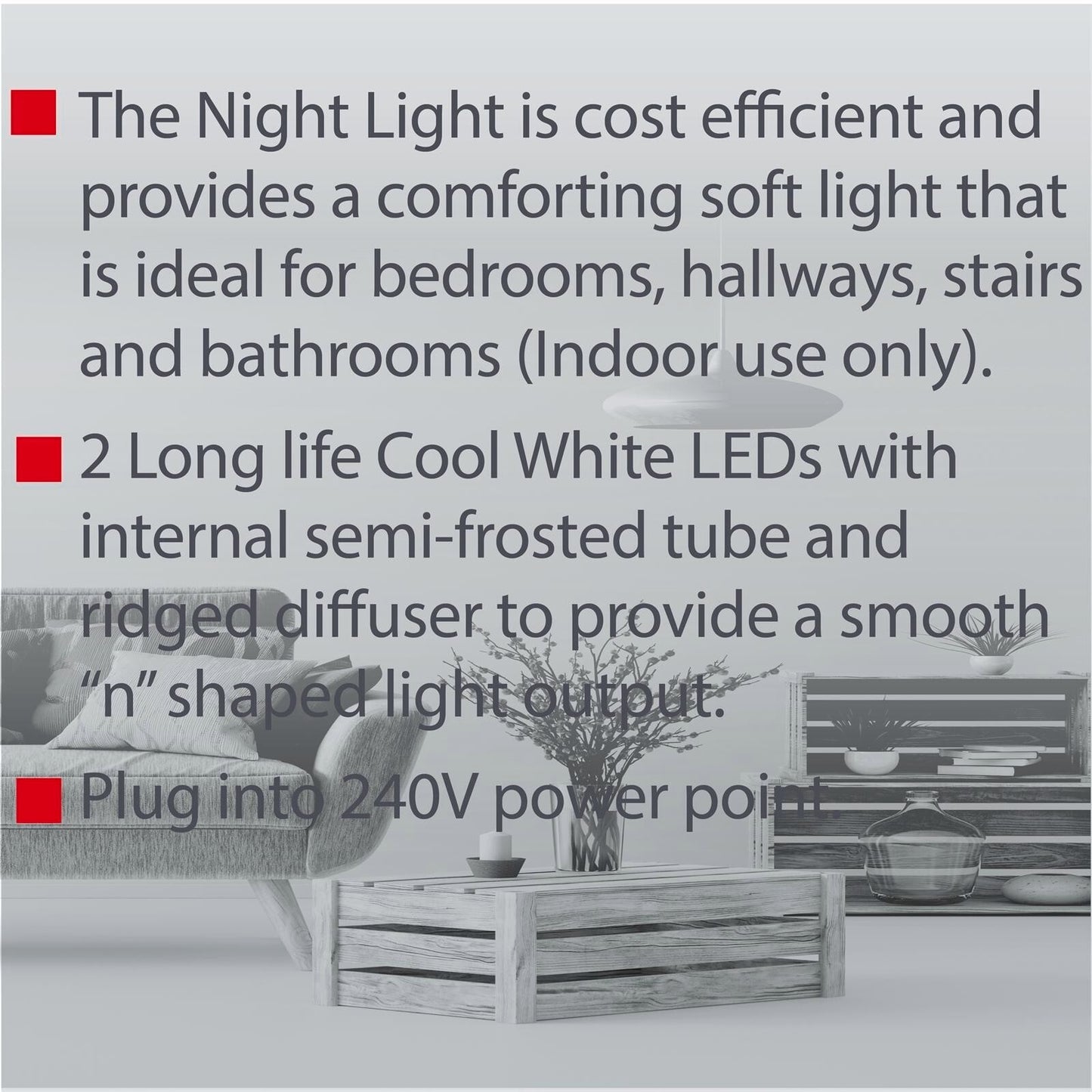 Arlec 240V White N Shaped Auto Sensor LED Night Light Dusk to Dawn Nightlight