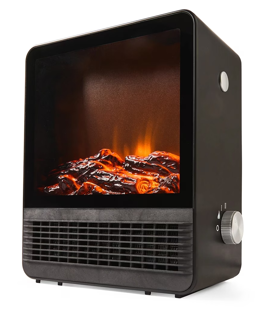 Electric Fireplace Heater Portable Real Flame Effect Modern 2 Heat Setting 1500W