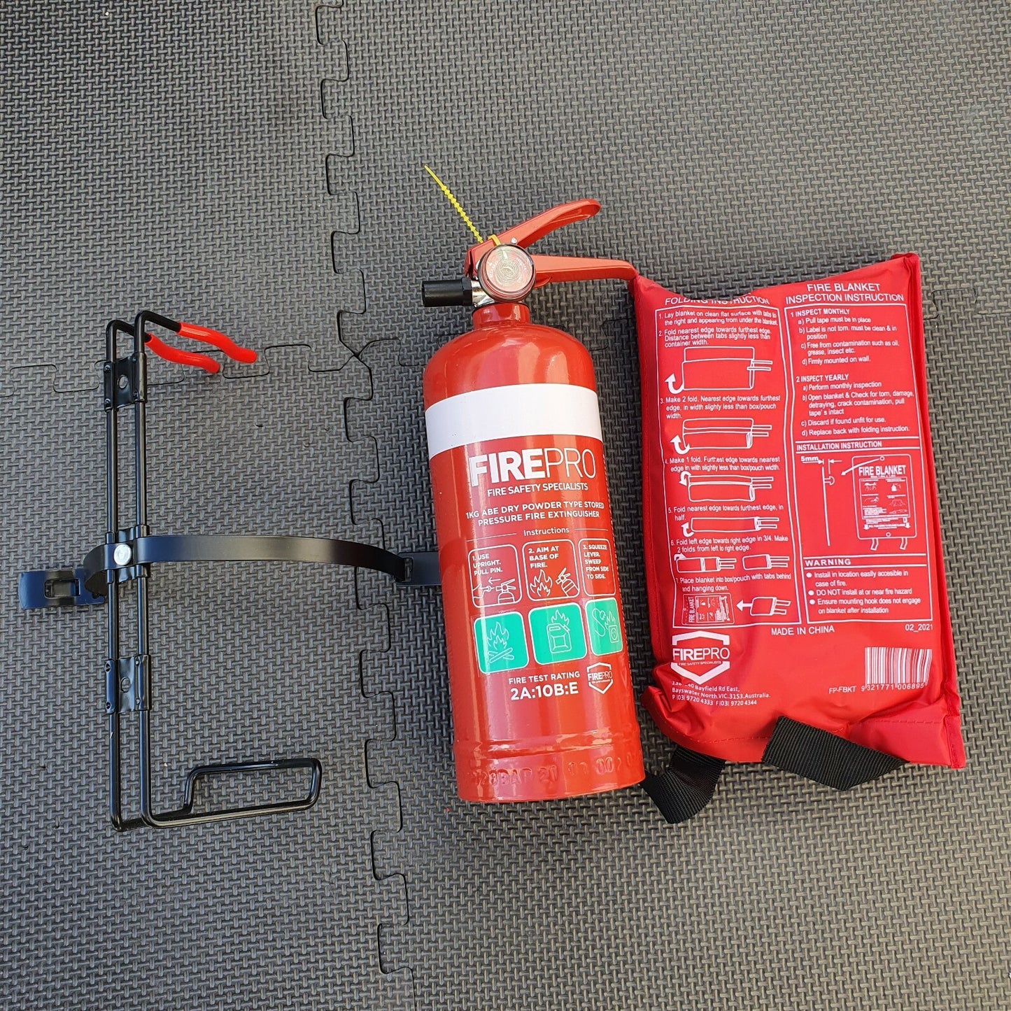FirePro Fire Extinguisher 1kg + Blanket 1m x 1m Kit Home Car Caravan Boat