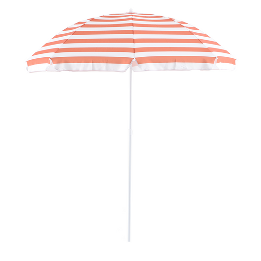 Marquee Beach Umbrella  2m Portable Canopy Sunshade Sun Protection Clay Stripe