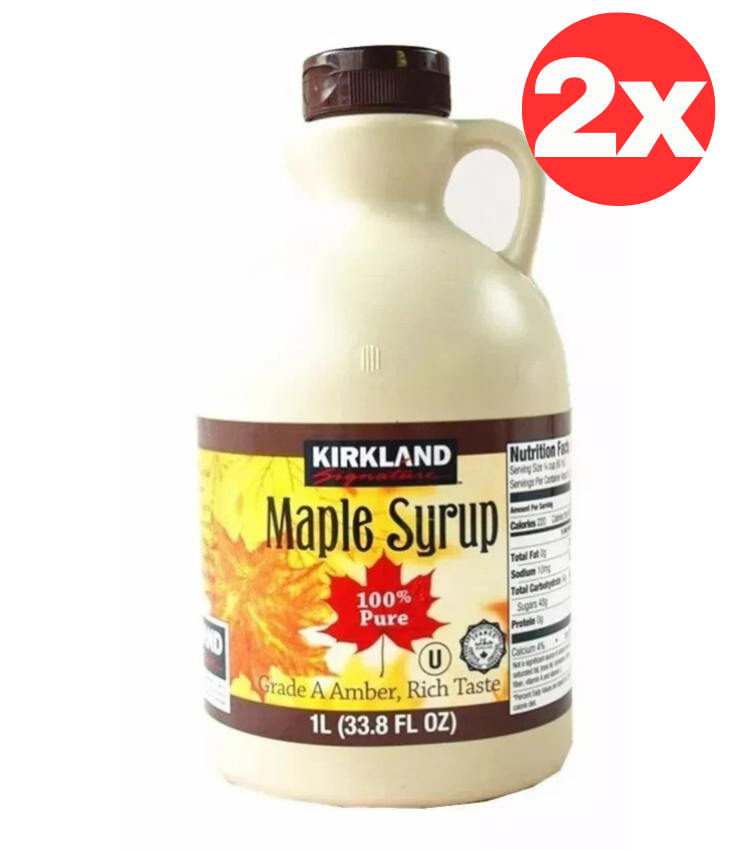 2x Kirkland Signature Maple Syrup 1L 100% Pure Grade A Amber Color Rich Taste