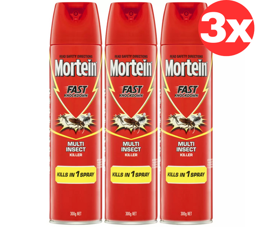 3x Mortein Fast Knock Down Fly Mosquito Multi Insect Killer Pest Spray 300g