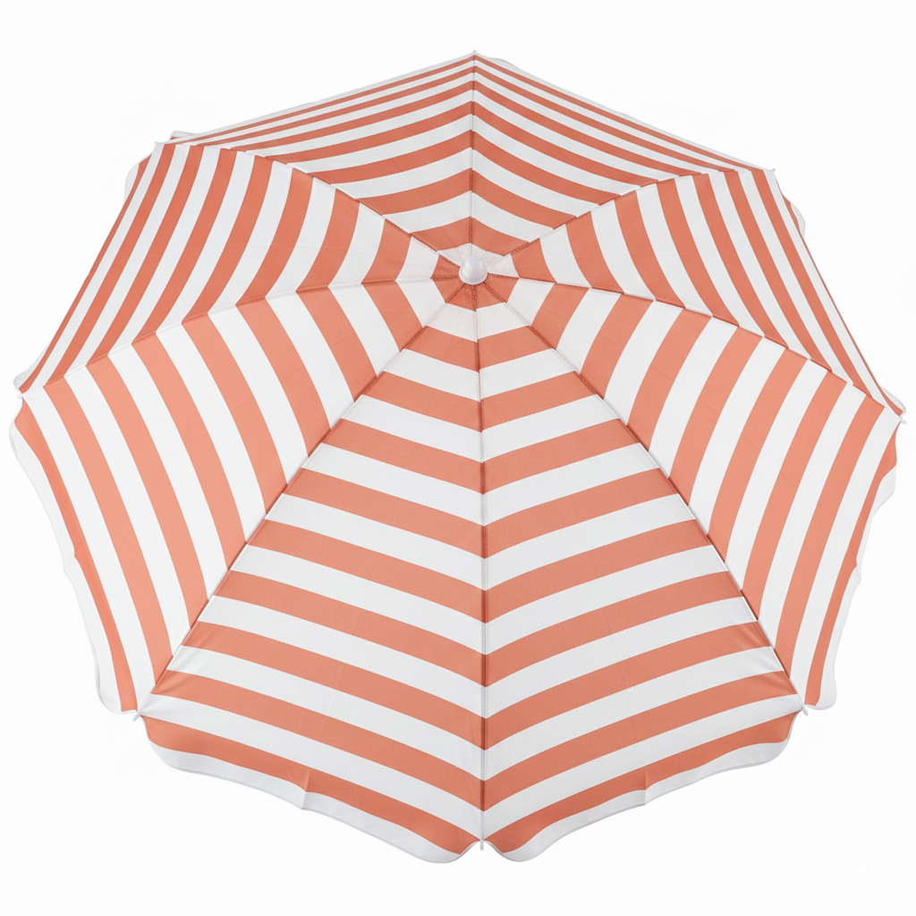 Marquee Beach Umbrella  2m Portable Canopy Sunshade Sun Protection Clay Stripe