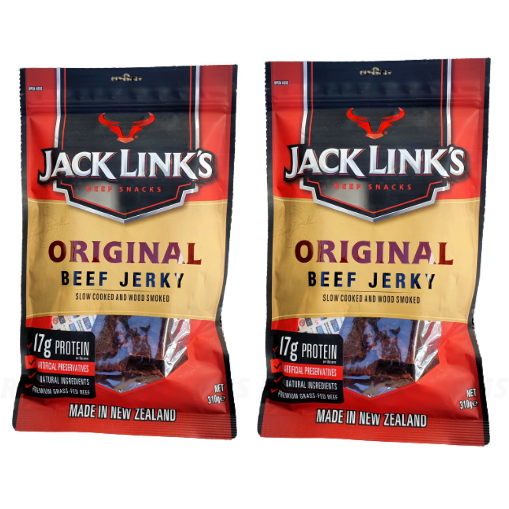 2x Jack Link's Beef Jerky 310g Original Made In New Zealand 17g Protein Snacks