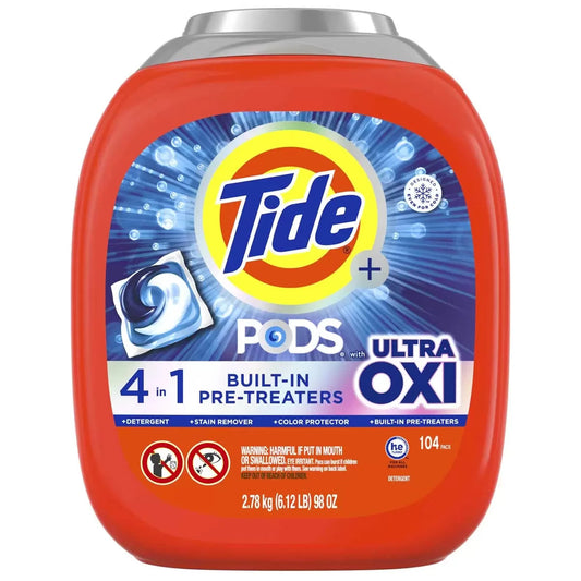 Tide Ultra Oxi Detergent Pods Dissolve 104 Count Capsules Built In Pre Treaters