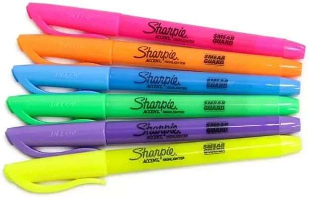 Sharpie Highlighters Marker Pen Narrow Chisel Tip Markers Multicoloured 24 Pack