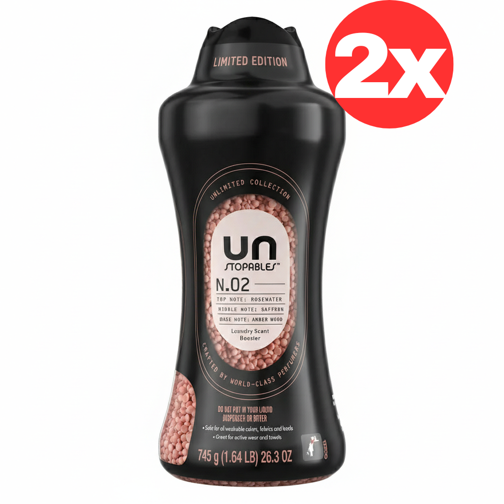 2x Downy Unstopables No.2 In-Wash Scent Booster Beads 745g Rosewater Amber Wood
